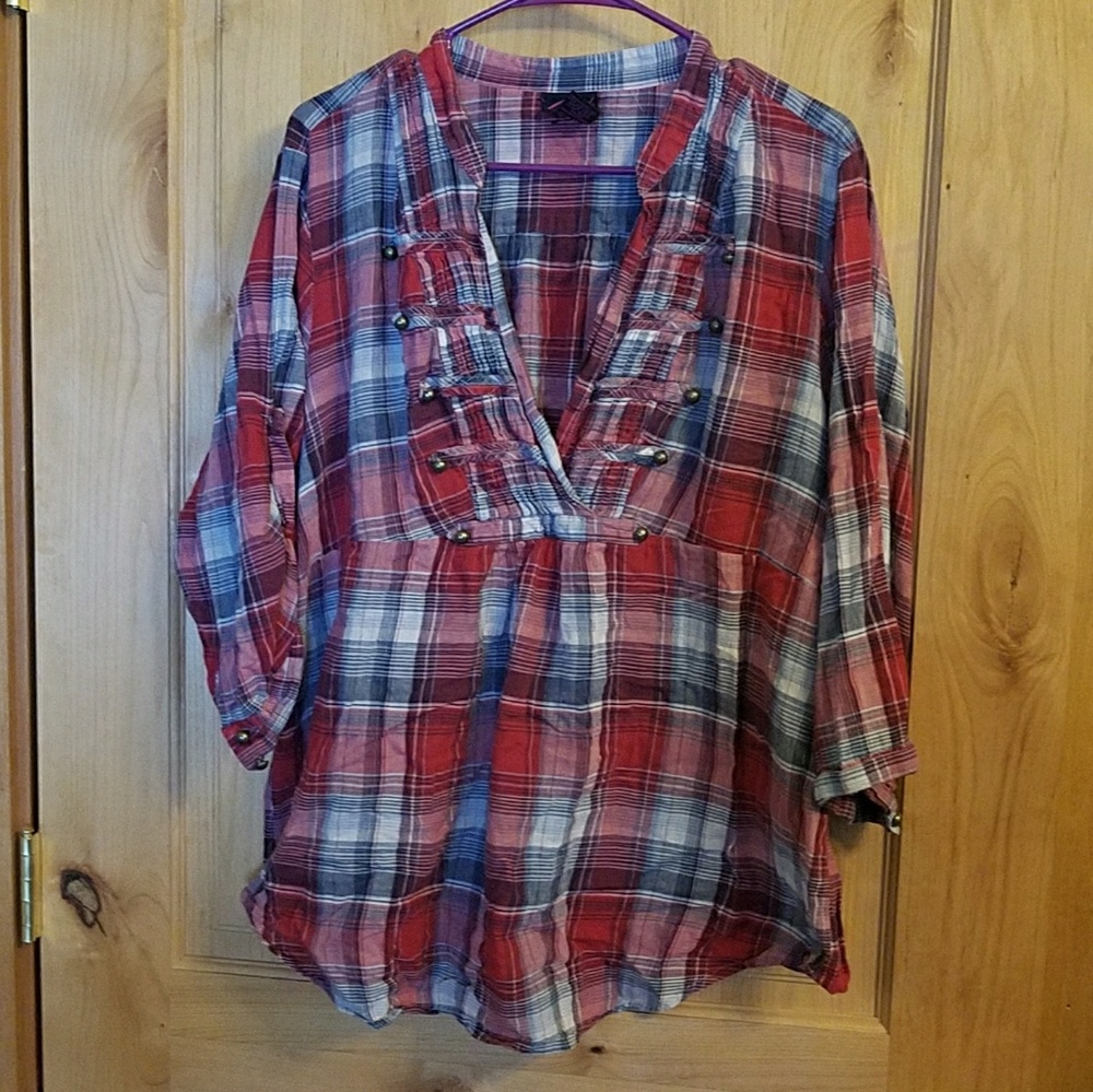 Plaid baby doll top